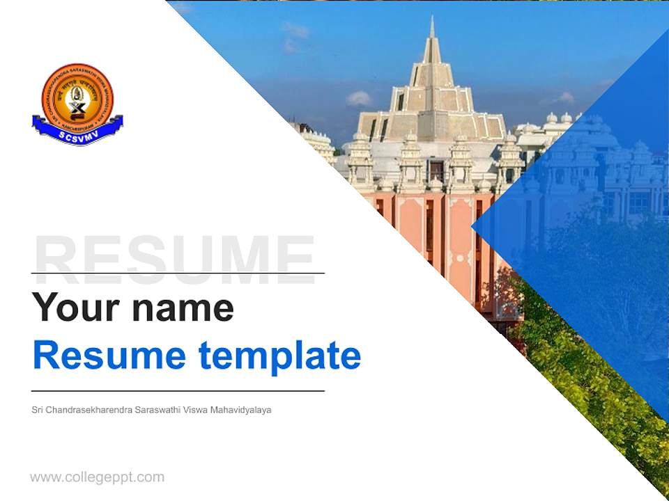 Sri Chandrasekharendra Saraswathi Viswa Mahavidyalaya Resume PPT Template4:3 ratio PPT effect preview image5