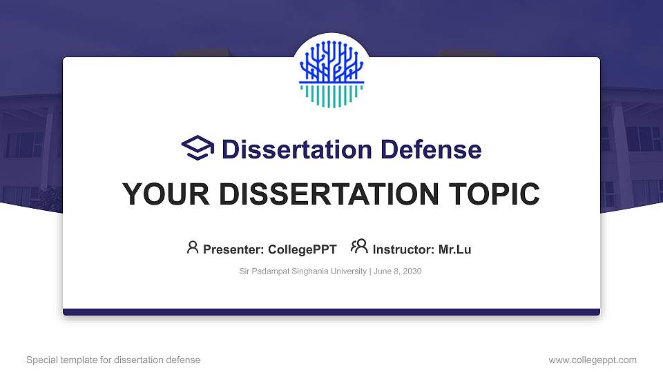 Sir Padampat Singhania University Graduation Thesis Defense PPT Template16:9 ratio PPT effect preview image