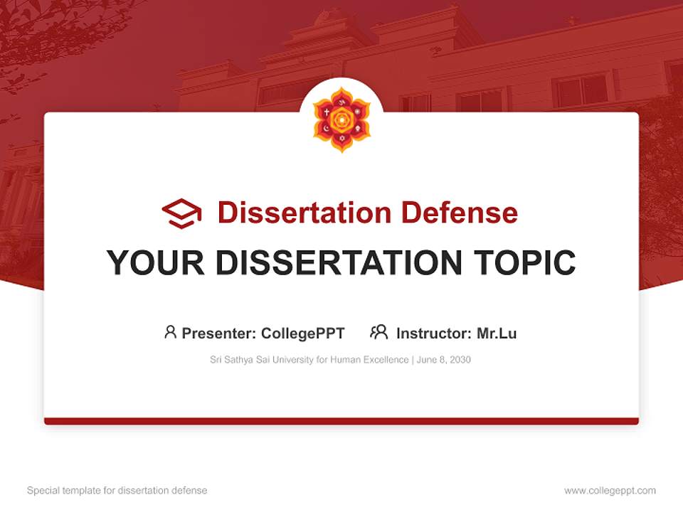Sri Sathya Sai University for Human Excellence Graduation Thesis Defense PPT Template4:3 ratio PPT effect preview image7