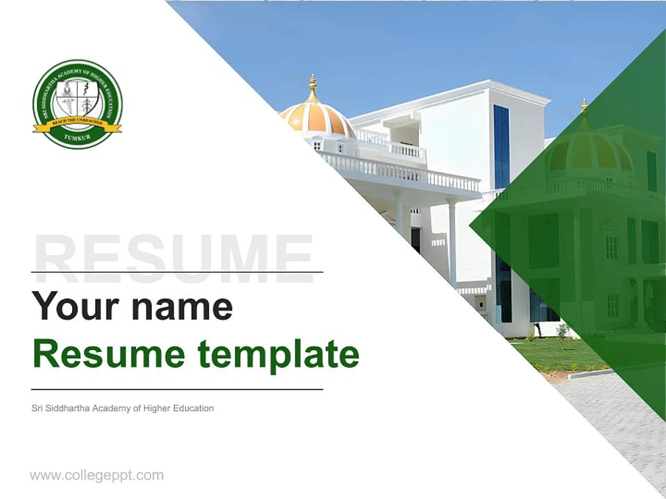 Sri Siddhartha Academy of Higher Education Resume PPT Template4:3 ratio PPT effect preview image5