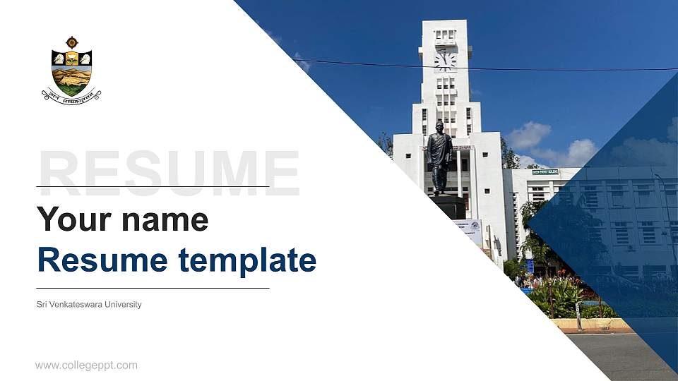 Sri Venkateswara University Resume PPT Template16:9 ratio PPT effect preview image
