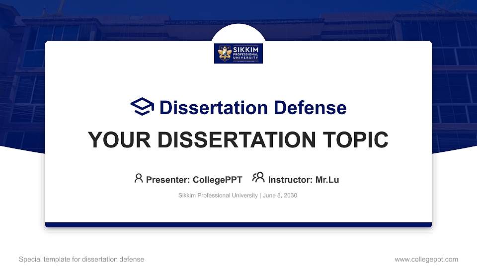Sikkim Professional University Graduation Thesis Defense PPT Template16:9 ratio PPT effect preview image