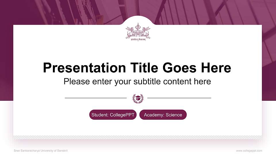 Sree Sankaracharya University of Sanskrit National Scholarship Defense PPT Template16:9 ratio PPT effect preview image