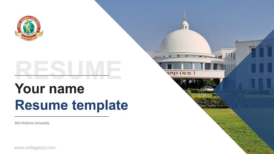 Shri Krishna University Resume PPT Template16:9 ratio PPT effect preview image