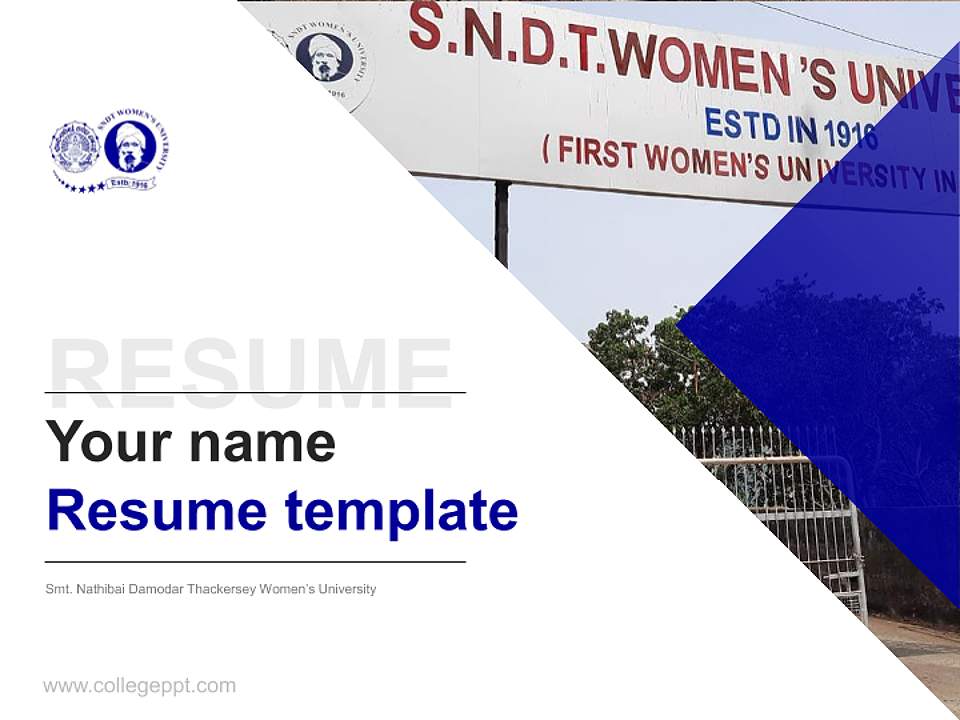 Smt. Nathibai Damodar Thackersey Women’s University Resume PPT Template4:3 ratio PPT effect preview image5