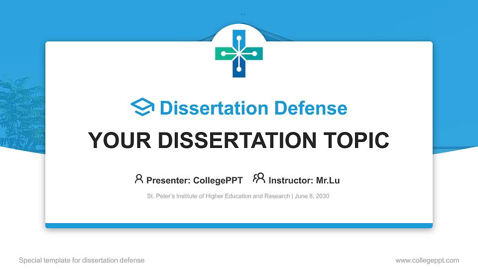 St. Peter’s Institute of Higher Education and Research Graduation Thesis Defense PPT Template16:9 ratio PPT effect preview image