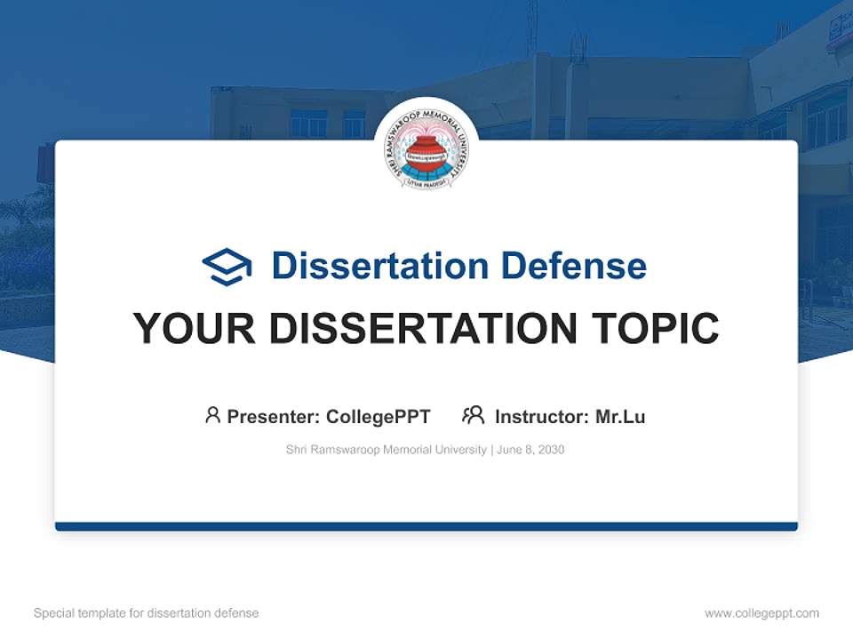 Shri Ramswaroop Memorial University Graduation Thesis Defense PPT Template4:3 ratio PPT effect preview image7