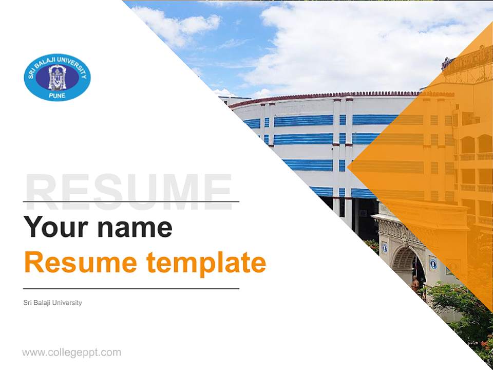 Sri Balaji University Resume PPT Template4:3 ratio PPT effect preview image5