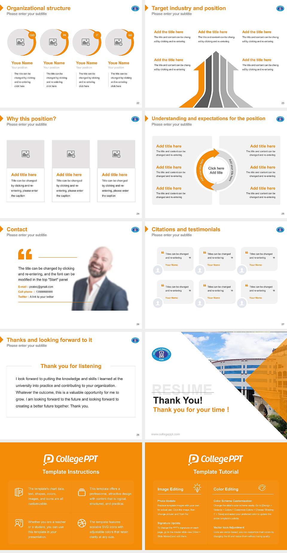 Sri Balaji University Resume PPT Template4:3 ratio PPT effect preview image4