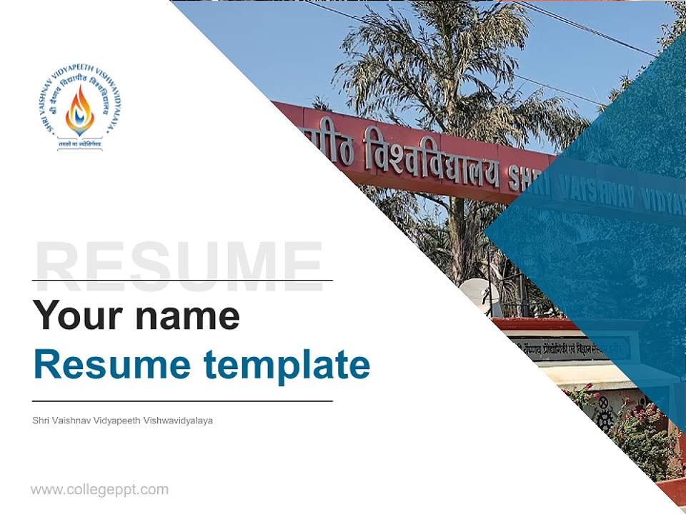 Shri Vaishnav Vidyapeeth Vishwavidyalaya Resume PPT Template4:3 ratio PPT effect preview image5