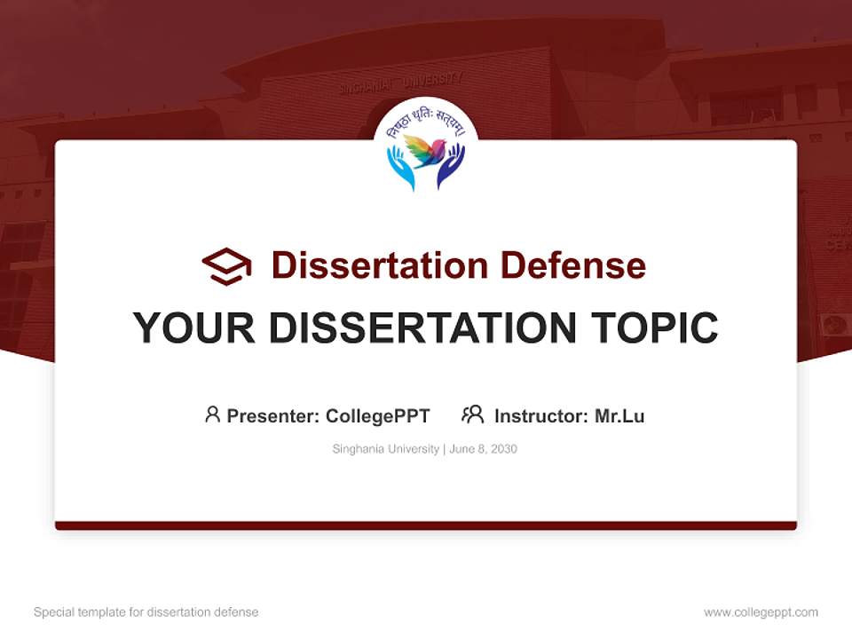 Singhania University Graduation Thesis Defense PPT Template4:3 ratio PPT effect preview image7
