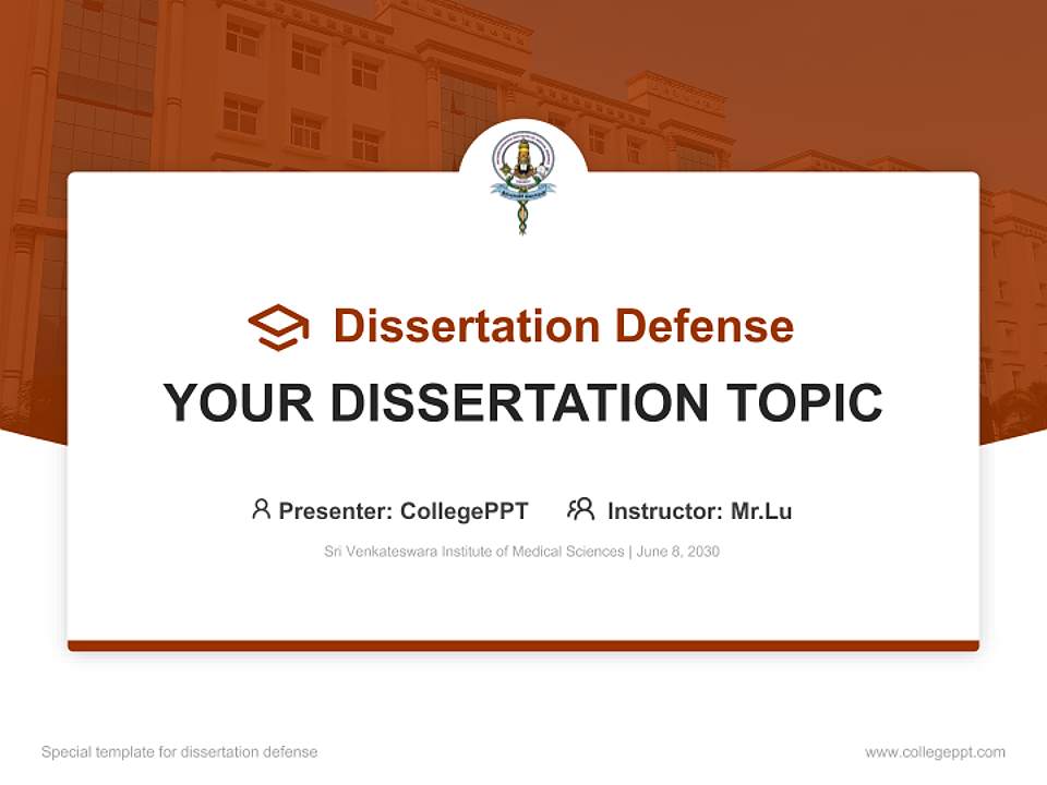 Sri Venkateswara Institute of Medical Sciences Graduation Thesis Defense PPT Template4:3 ratio PPT effect preview image7