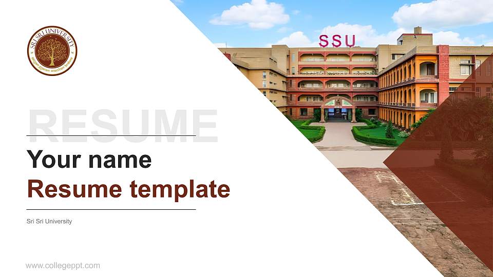 Sri Sri University Resume PPT Template16:9 ratio PPT effect preview image