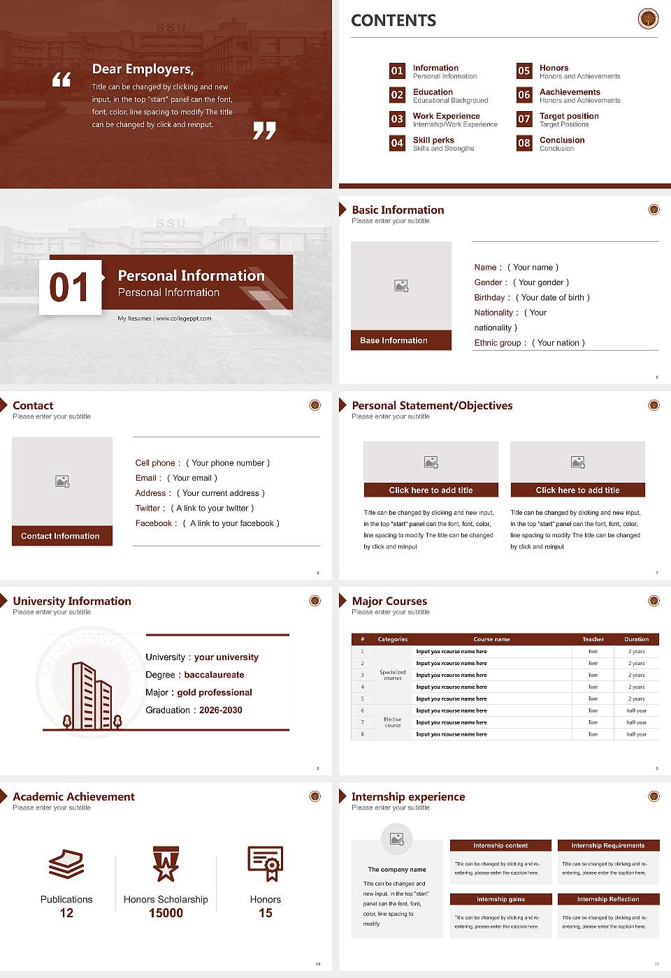 Sri Sri University Resume PPT Template16:9 ratio PPT effect preview image2