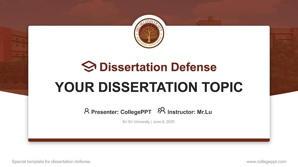 Sri Sri University Graduation Thesis Defense PPT Template16:9 ratio PPT effect preview image