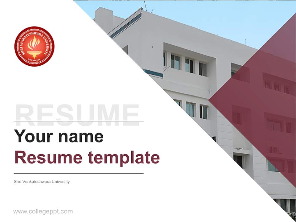 Shri Venkateshwara University Resume PPT Template4:3 ratio PPT effect preview image5