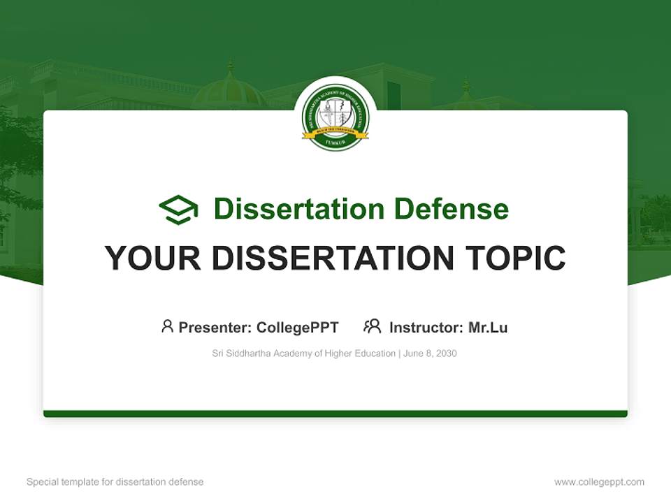 Sri Siddhartha Academy of Higher Education Graduation Thesis Defense PPT Template4:3 ratio PPT effect preview image7