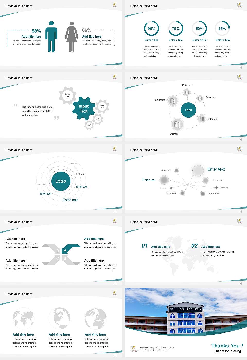 St. Joseph University Course/Courseware Creation PPT Template16:9 ratio PPT effect preview image4