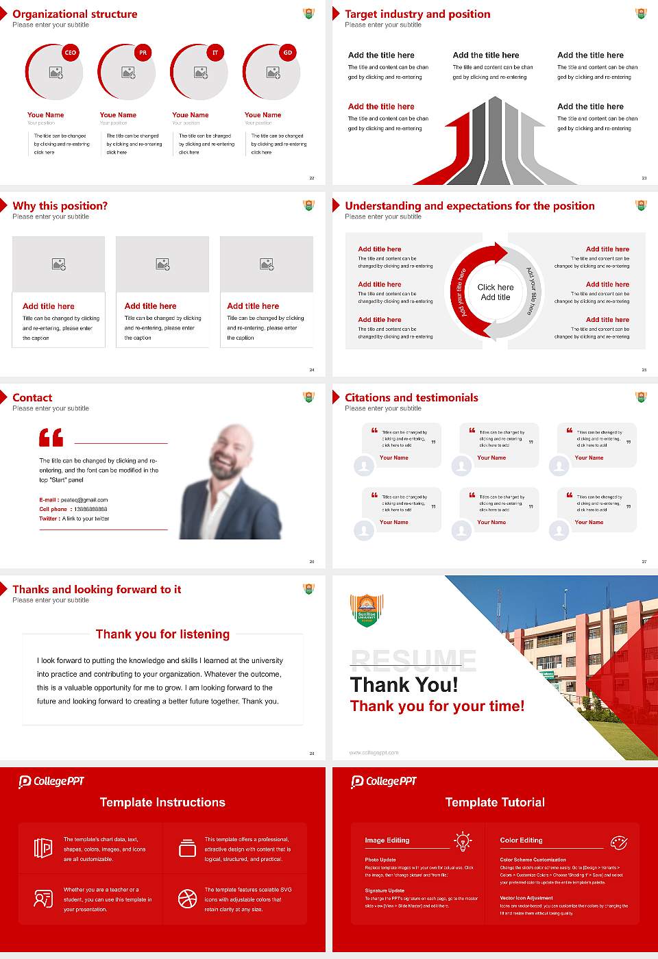 Sunrise University Resume PPT Template16:9 ratio PPT effect preview image4