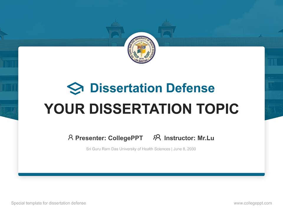 Sri Guru Ram Das University of Health Sciences Graduation Thesis Defense PPT Template4:3 ratio PPT effect preview image7
