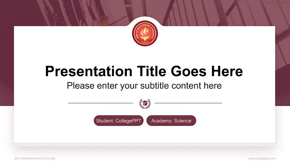 Shri Venkateshwara University National Scholarship Defense PPT Template16:9 ratio PPT effect preview image