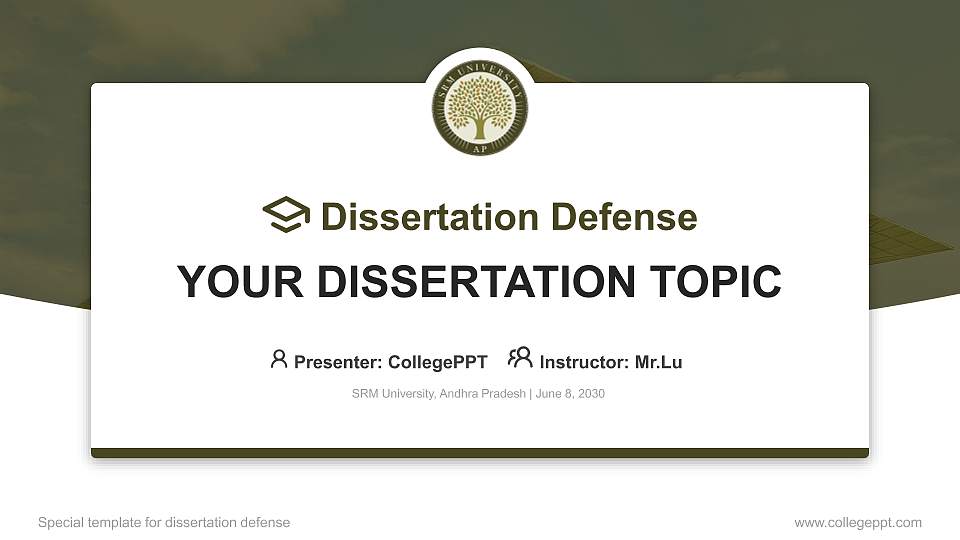 SRM University, Andhra Pradesh Graduation Thesis Defense PPT Template16:9 ratio PPT effect preview image