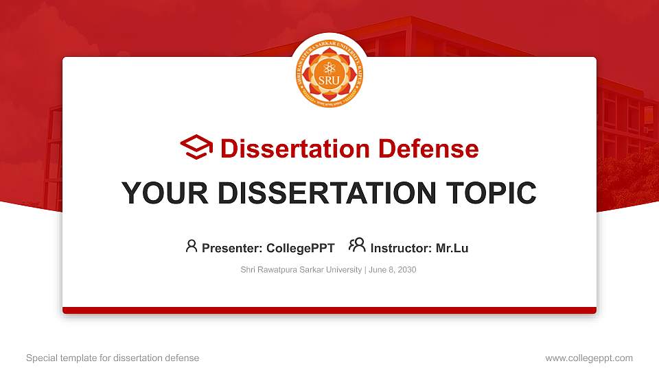 Shri Rawatpura Sarkar University Graduation Thesis Defense PPT Template16:9 ratio PPT effect preview image