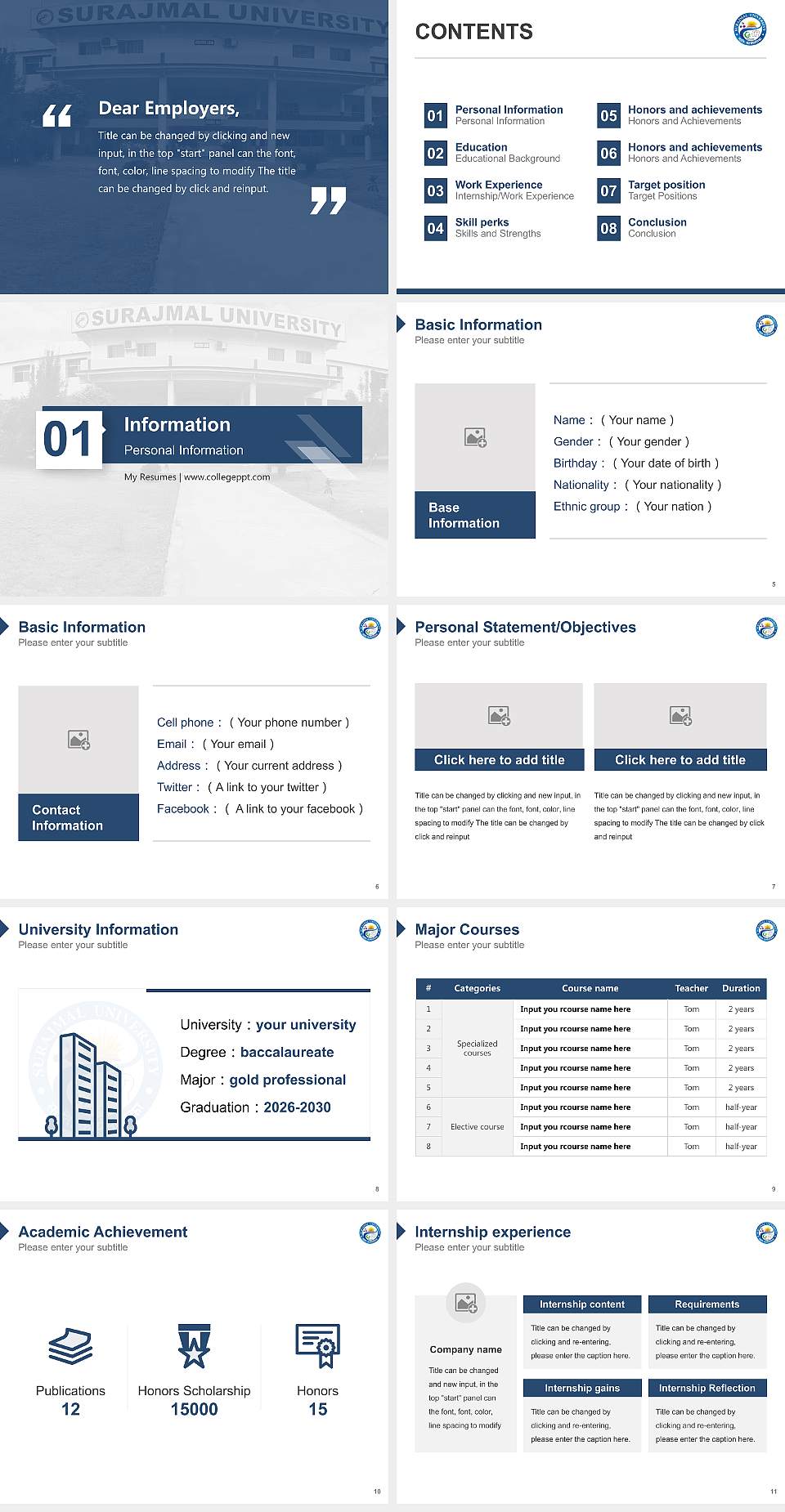 Surajmal University Resume PPT Template4:3 ratio PPT effect preview image2