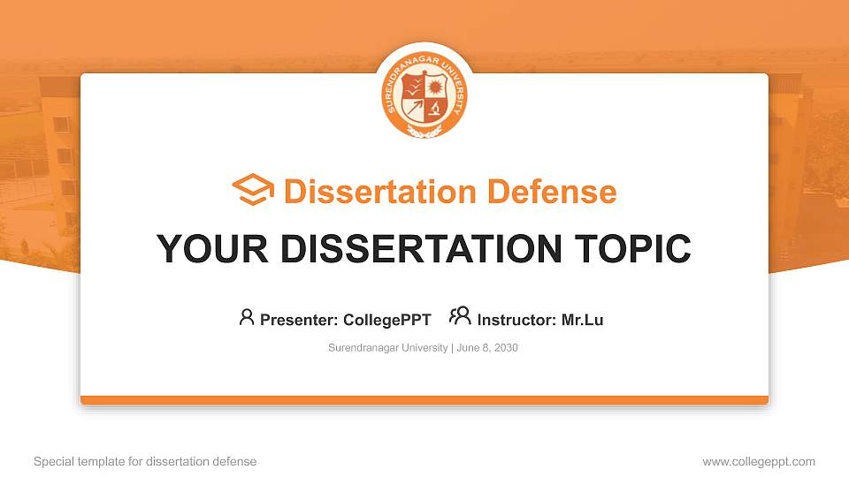 Surendranagar University Graduation Thesis Defense PPT Template16:9 ratio PPT effect preview image