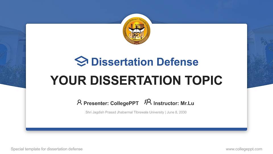 Shri Jagdish Prasad Jhabarmal Tibrewala University Graduation Thesis Defense PPT Template16:9 ratio PPT effect preview image
