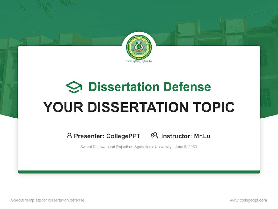 Swami Keshwanand Rajasthan Agricultural University Graduation Thesis Defense PPT Template4:3 ratio PPT effect preview image7