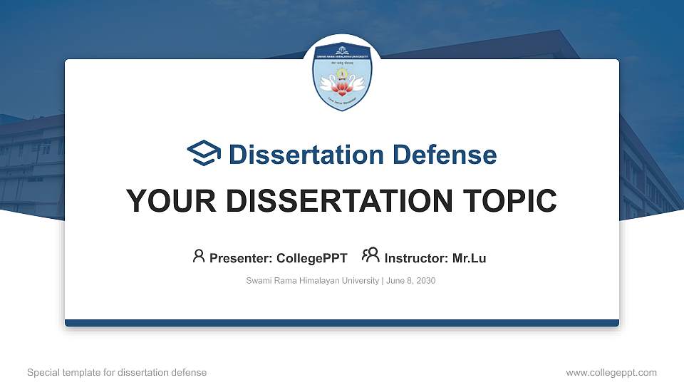 Swami Rama Himalayan University Graduation Thesis Defense PPT Template16:9 ratio PPT effect preview image