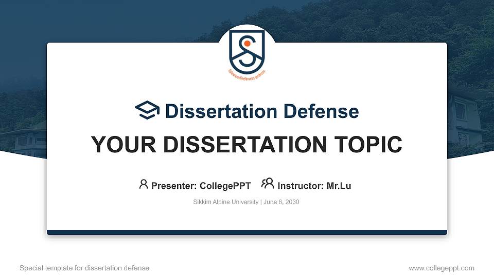 Sikkim Alpine University Graduation Thesis Defense PPT Template16:9 ratio PPT effect preview image
