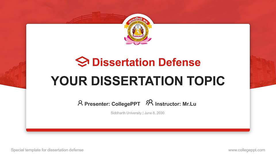 Siddharth University Graduation Thesis Defense PPT Template16:9 ratio PPT effect preview image