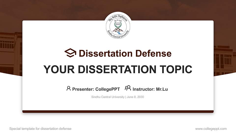 Sindhu Central University Graduation Thesis Defense PPT Template16:9 ratio PPT effect preview image