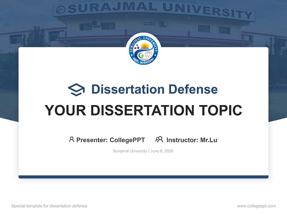 Surajmal University Graduation Thesis Defense PPT Template4:3 ratio PPT effect preview image7