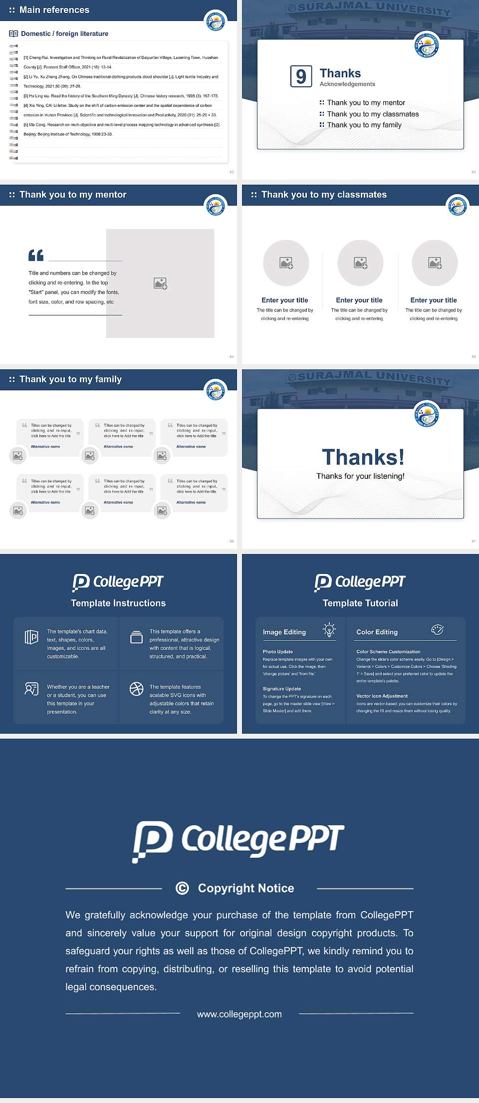 Surajmal University Graduation Thesis Defense PPT Template4:3 ratio PPT effect preview image7