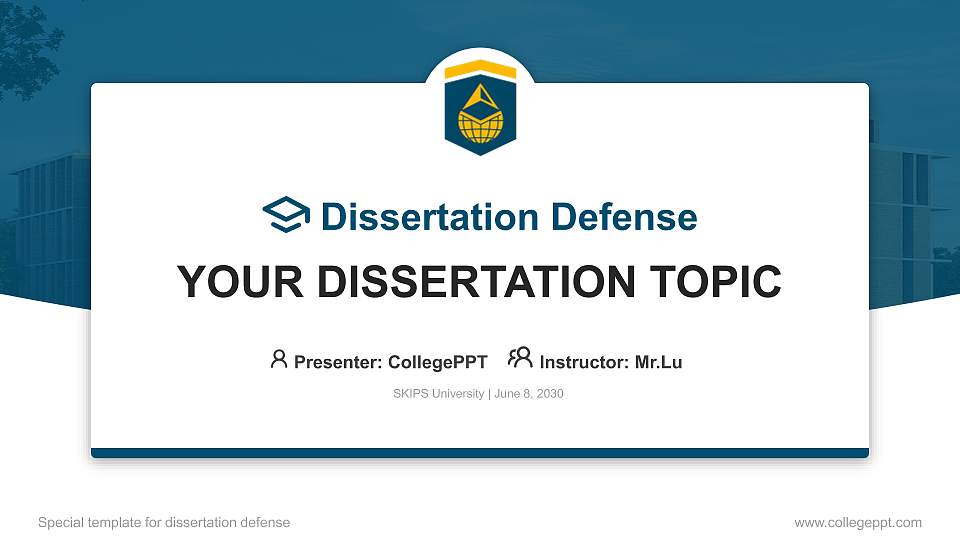 SKIPS University Graduation Thesis Defense PPT Template16:9 ratio PPT effect preview image