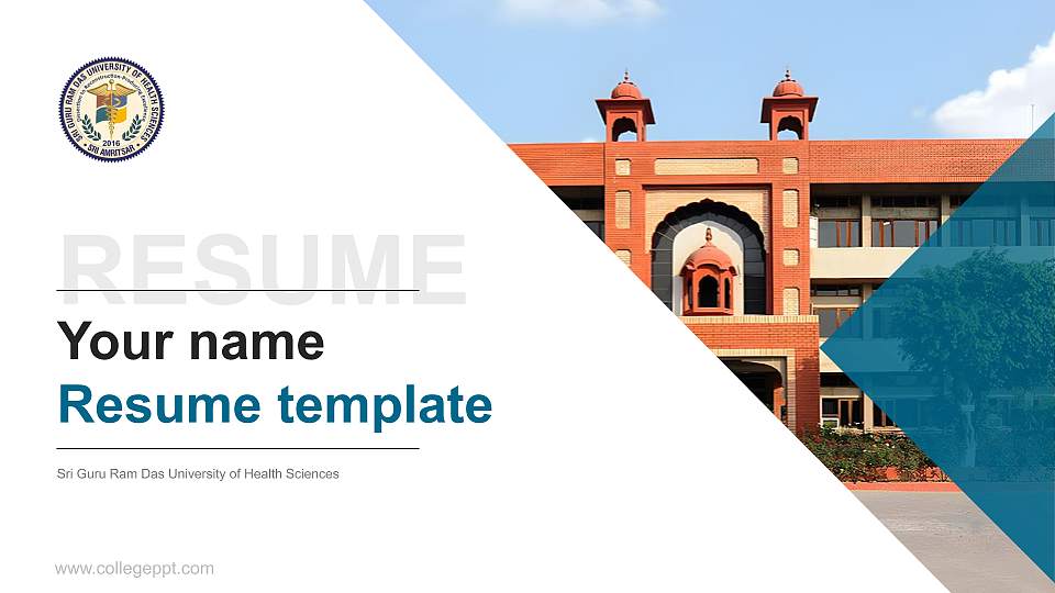 Sri Guru Ram Das University of Health Sciences Resume PPT Template16:9 ratio PPT effect preview image