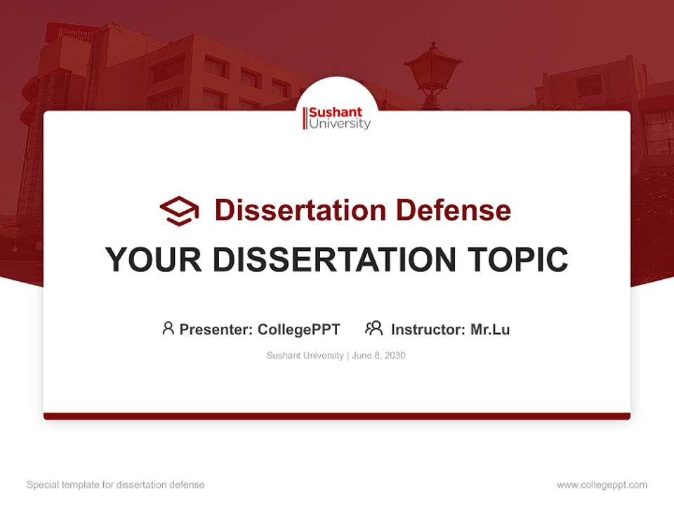 Sushant University Graduation Thesis Defense PPT Template4:3 ratio PPT effect preview image7