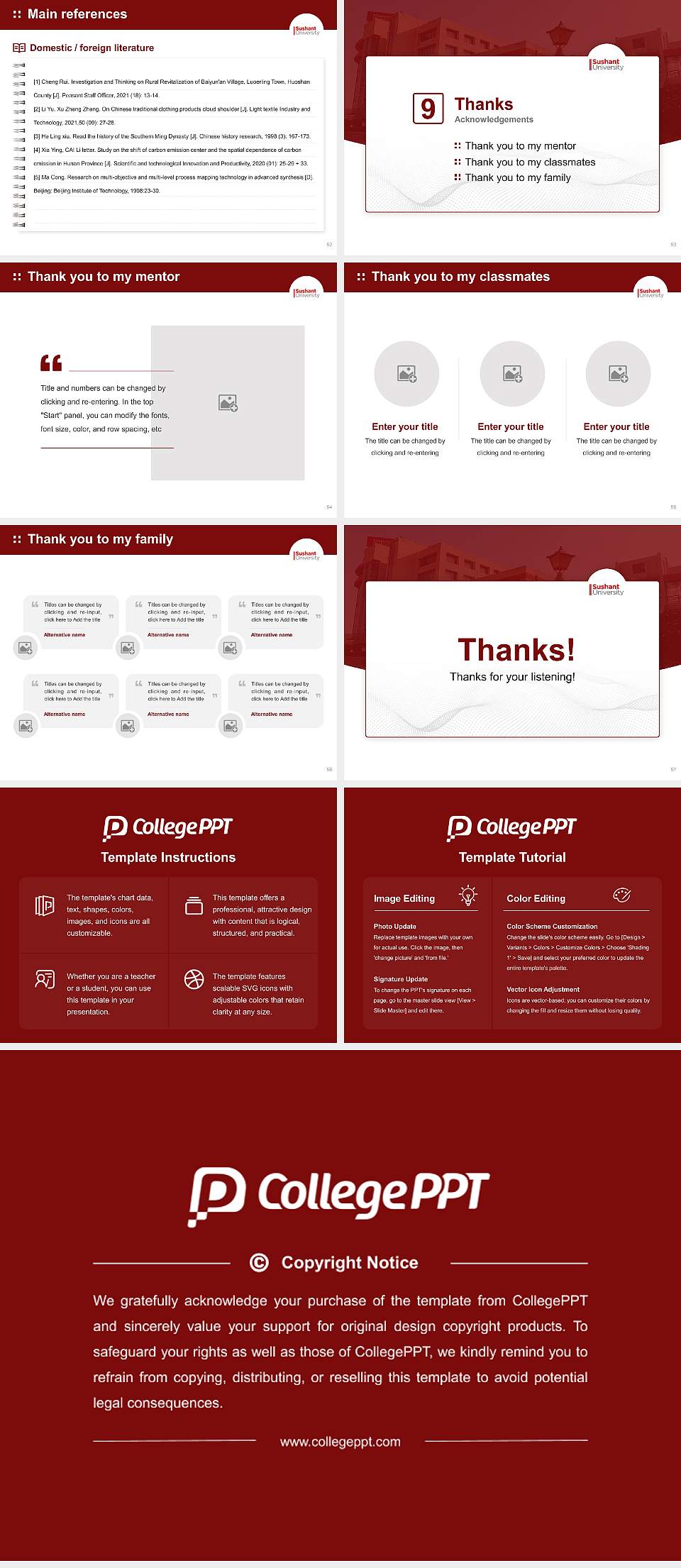 Sushant University Graduation Thesis Defense PPT Template4:3 ratio PPT effect preview image7