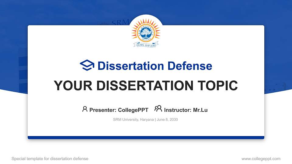 SRM University, Haryana Graduation Thesis Defense PPT Template16:9 ratio PPT effect preview image