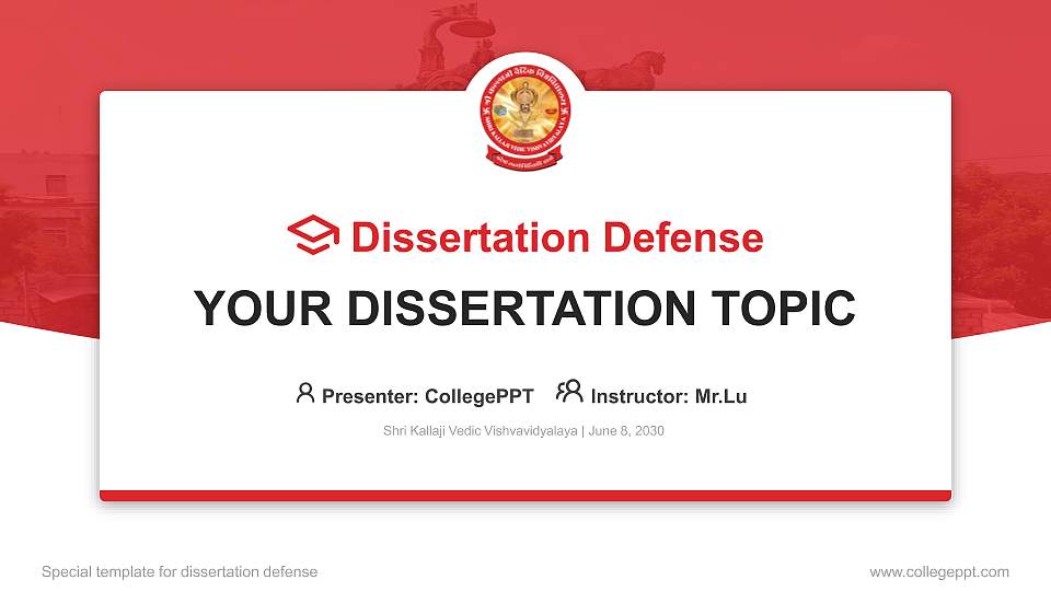 Shri Kallaji Vedic Vishvavidyalaya Graduation Thesis Defense PPT Template16:9 ratio PPT effect preview image