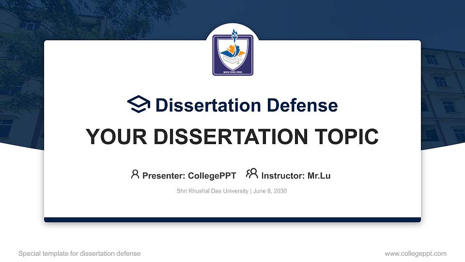 Shri Khushal Das University Graduation Thesis Defense PPT Template16:9 ratio PPT effect preview image