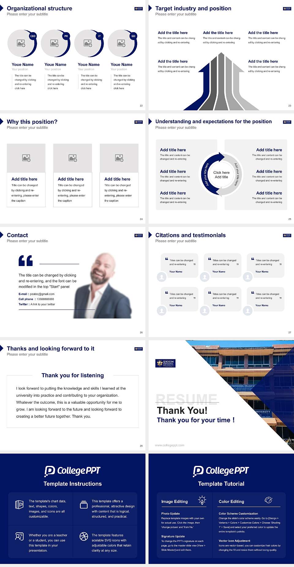 Sikkim Professional University Resume PPT Template4:3 ratio PPT effect preview image4