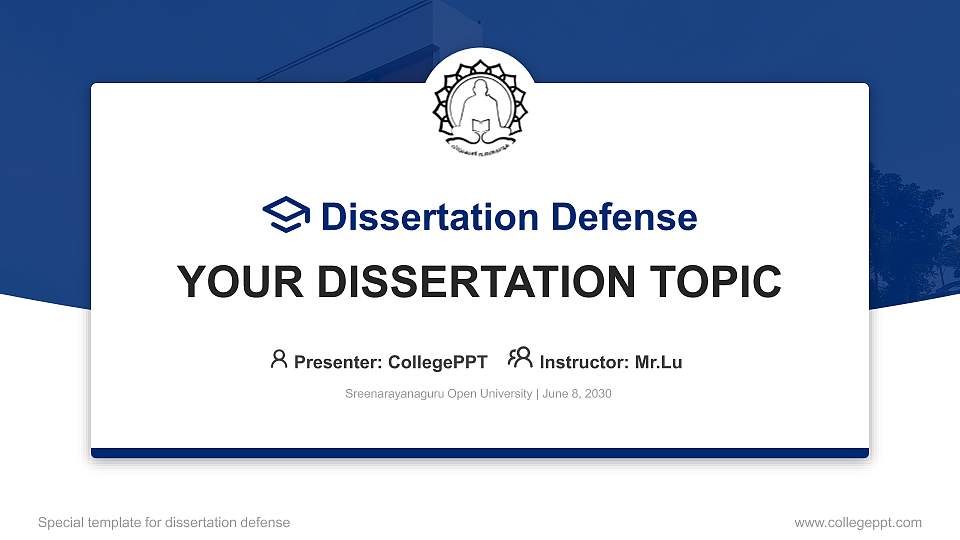 Sreenarayanaguru Open University Graduation Thesis Defense PPT Template16:9 ratio PPT effect preview image