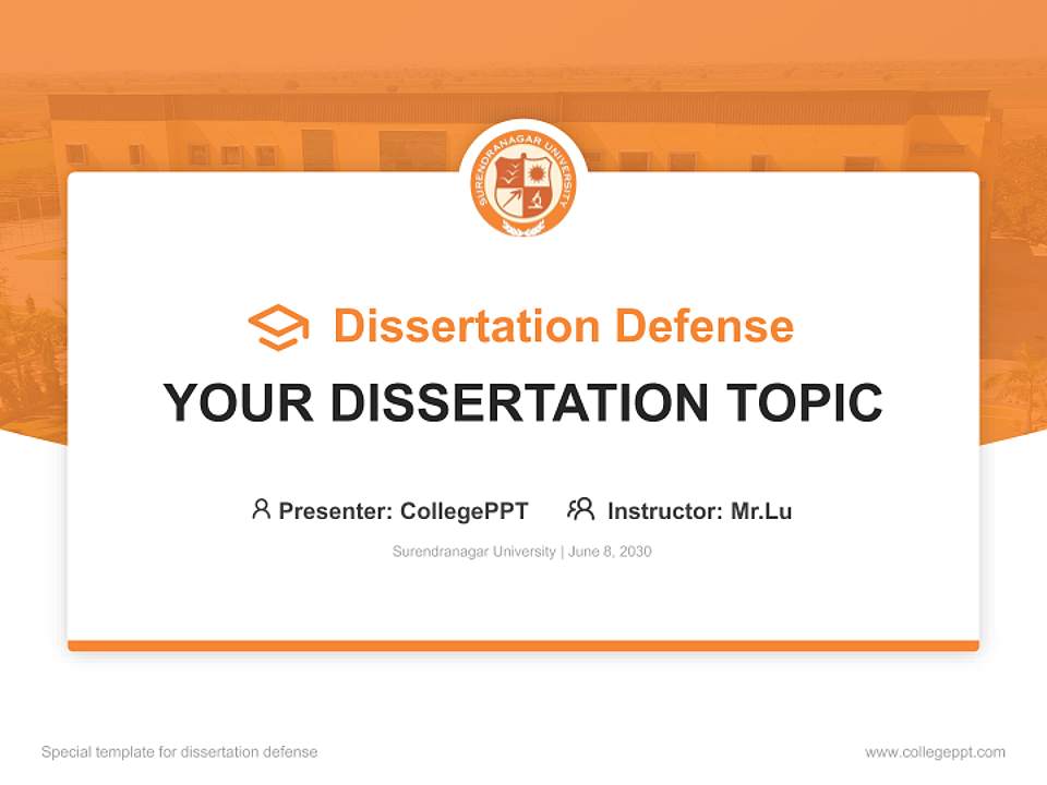 Surendranagar University Graduation Thesis Defense PPT Template4:3 ratio PPT effect preview image7
