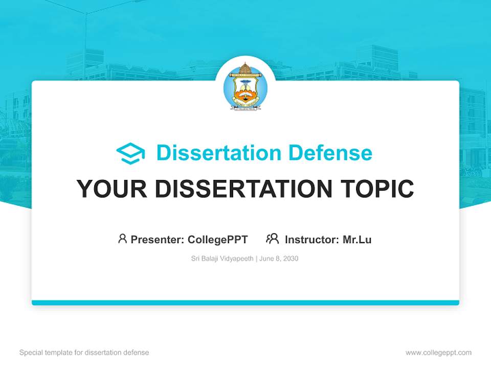 Sri Balaji Vidyapeeth Graduation Thesis Defense PPT Template4:3 ratio PPT effect preview image7