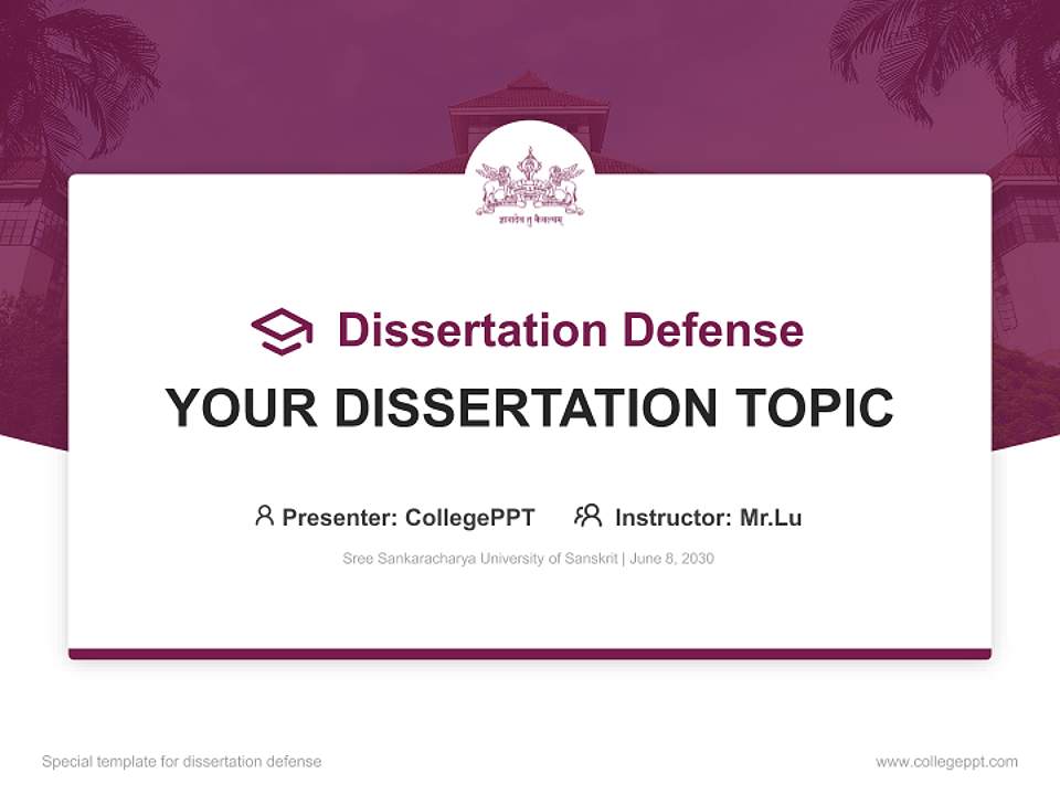 Sree Sankaracharya University of Sanskrit Graduation Thesis Defense PPT Template4:3 ratio PPT effect preview image7