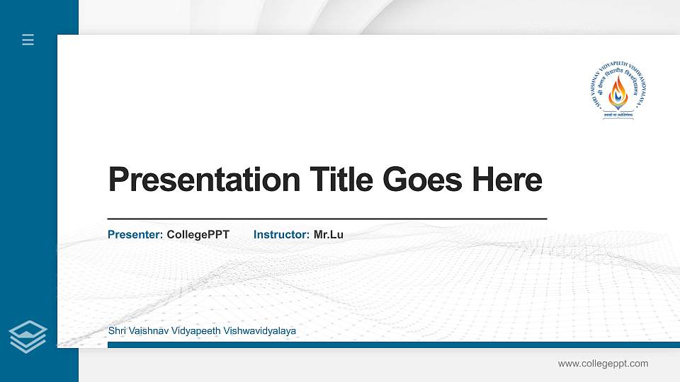 Shri Vaishnav Vidyapeeth Vishwavidyalaya Thesis Proposal/Graduation Defense PPT Template16:9 ratio PPT effect preview image